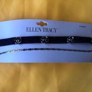 Silver and Black Ellen Tracy Choker Set